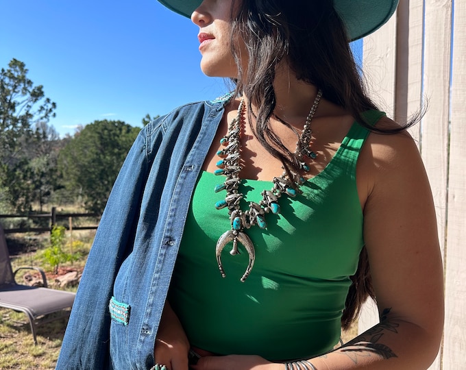 Embroidered Denim Jacket, Tribal Boho Jean Jacket, Size Medium