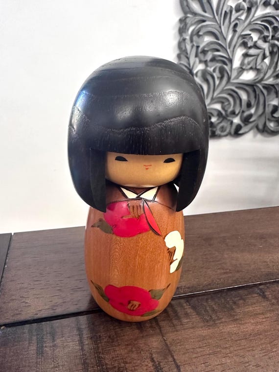 5.5'' Usaburo Kokeshi "Spring Poems" Doll /Japanese Art/ Wood Carved Girl Doll, Limited Rare
