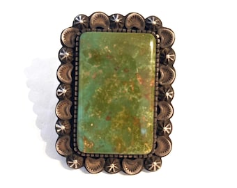 Old Pawn Vintage Native American Sonoran Turquoise Large Ring