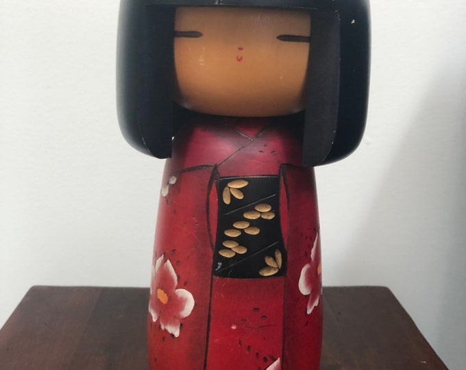 10" Japanese Kokeshi Wooden Doll, Masae Fujikawa, Prime Minister Prize