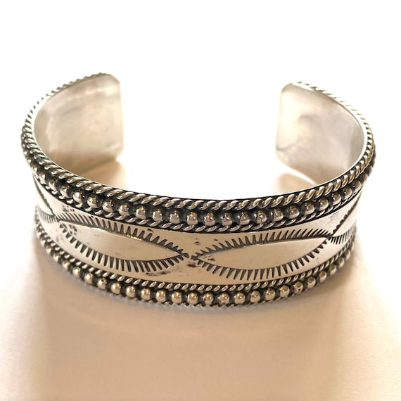 Navajo Ron Y. Signed Sterling Silver Cuff Bracelet, Native