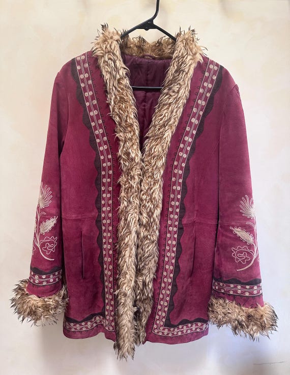 Vintage Afghan Leather Jacket, Bohemian Style Coat, One of a Kind