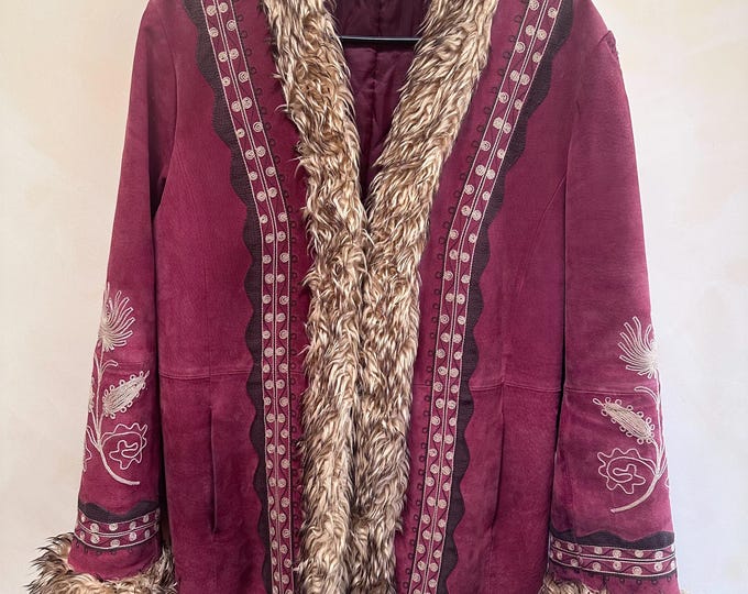 Vintage Afghan Leather Jacket, Bohemian Style Coat, One of a Kind