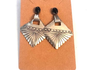 Vintage Sterling Silver & Black Onyx Earrings