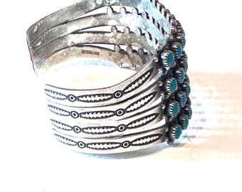 ヴィンテージ！Silver Zuni Style Bangle ブレスレット Vintage Sterling Silver Zuni Turquoise Cuff Bracelet | Burton's