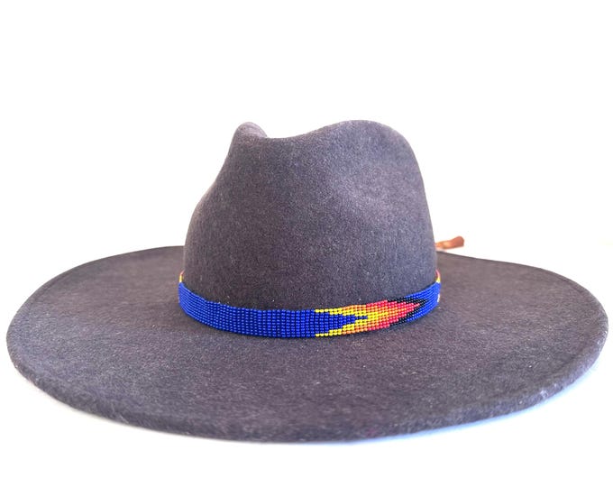 Beaded Hatband with Adjustable Leather Ties, Cowboy, Cowgirl Hat Accessory