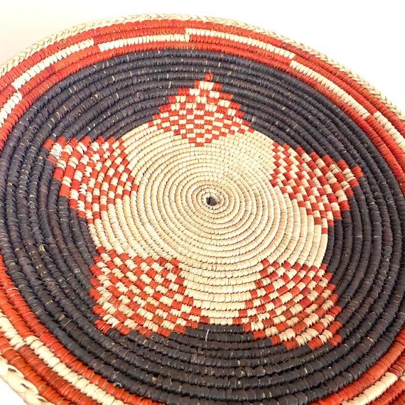 編みかご、南西部の幾何学模様の装飾（13.5インチ） - Etsy 日本