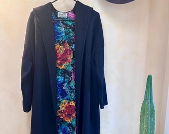 Vintage Guatemalan Hand Woven Hooded Cardigan, Art Wear