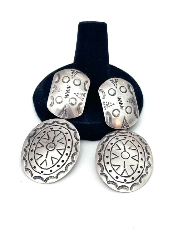 Sterling Silver Concho Drop Dangle Earrings TP-54 TAXCO MEXICO (E001)
