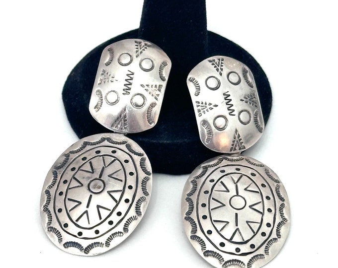 Sterling Silver Concho Drop Dangle Earrings TP-54 TAXCO MEXICO (E001)