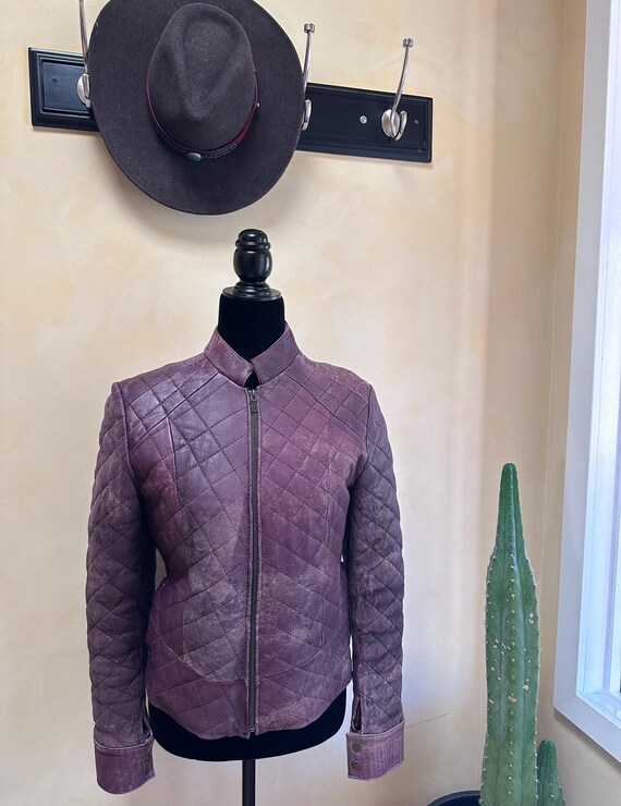 Purple Genuine Leather Jacket, Original Authentic Vintage from 1990's Distressed Leather jacket