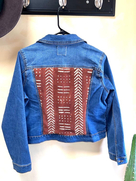 Embellished Denim Jacket, Embroidered Jean Jacket, Boho jean jacket, Embellished Denim, African Textiles