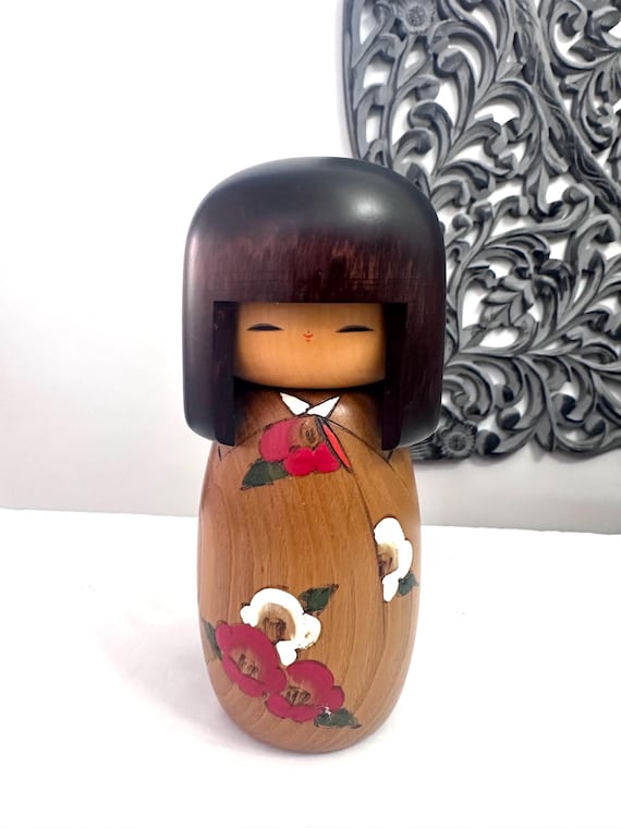 8'' Usaburo Kokeshi "Spring Poems" Doll /Japanese Art/ Wood Carved Girl Doll, Limited Rare