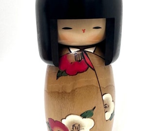 8'' Usaburo Kokeshi "Spring Poems" Doll /Japanese Art/ Wood Carved Girl Doll, Limited Rare