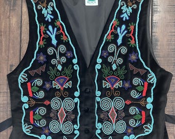 VGT Hairston Roberson Ropa Vest, Large Adult Unisex, Beaded Front, Western Vest, Tribal, Boho