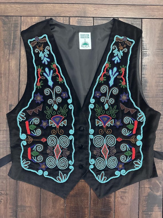 VGT Hairston Roberson Ropa Vest, Large Adult Unisex, Beaded Front, Western Vest, Tribal, Boho
