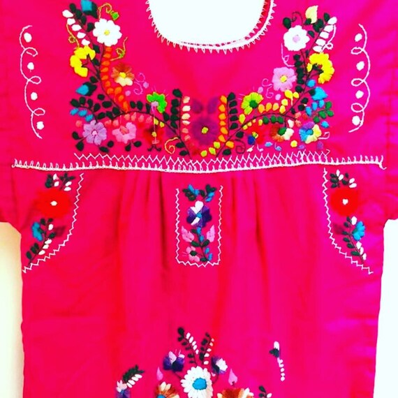 Vintage Mexican Dress / Oaxacan Embroidered Cafta… - image 9