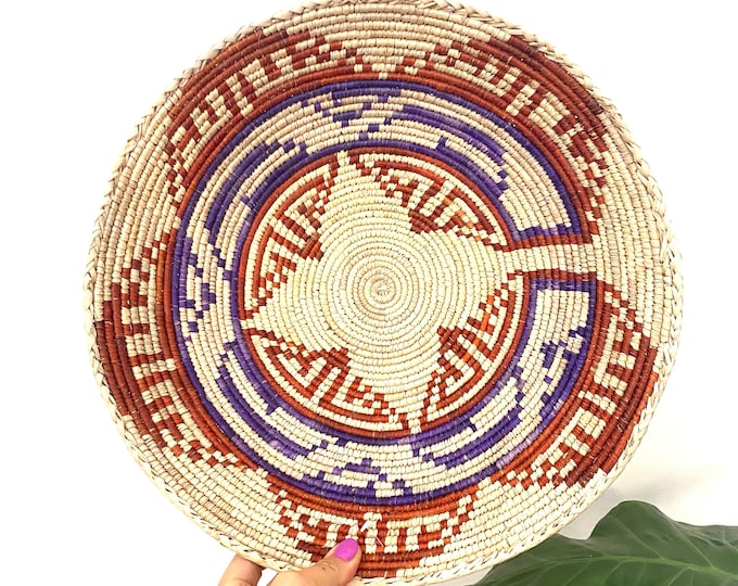 Handwoven Basket Wall Art, Boho Living Room, Baskets Wall Hanging