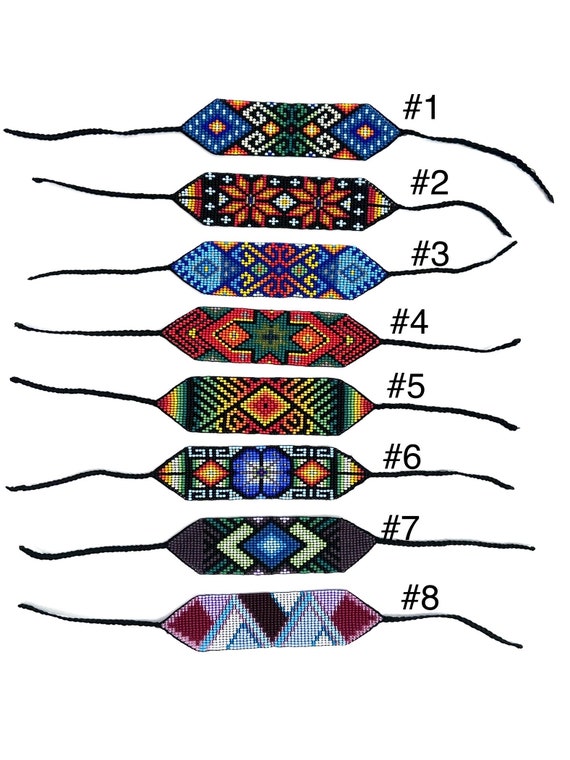 Beaded Wide Bracelet, Multi-Color Tiny Beads, Tribal Jewelry
