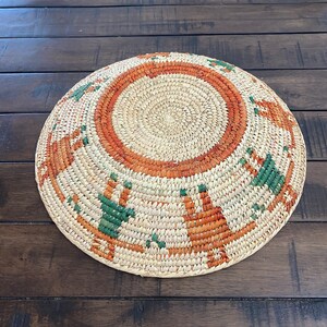 13.5" Shallow Woven Basket, Southwestern Decor, Bohemian Decor, Hippie ...