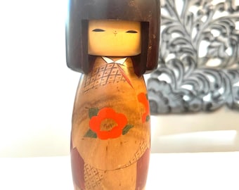 Large Usaburo Kokeshi Doll, Hand-Painted Wooden Folk Art (9.5")