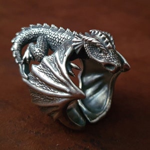 Grote 925 sterlingzilveren draak Keltische fantasie Viking verstelbare ring