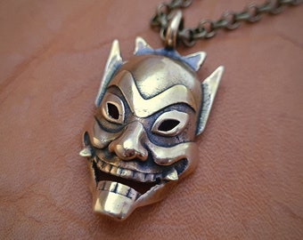 Mask Necklace Pendant Accessories Pin Brass and Silver