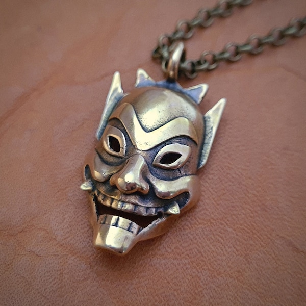 Mask Necklace Pendant Accessories Pin Brass and Silver