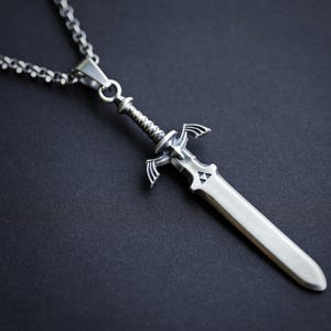 925 Sterling Silver / Brass Master Sword The Legend Blade Necklace Pendant Jewelry