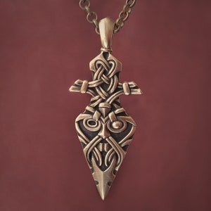 Brass / 925 Sterling Silver Viking Odin Gungnir Spear Pendant Necklace Charm Talisman Jewelry