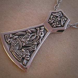 Viking Men Pendant Fenrir Wolf Axe 925 Sterling Silver  Men&#39;s  Necklace Pendant Talisman Jewelry
