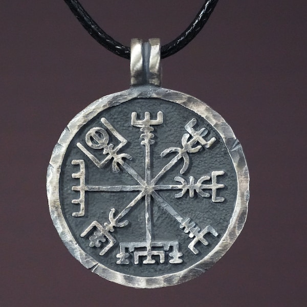 925 Sterling Silver Men Viking Compass Vegvisir Jewelry Necklace Pendant