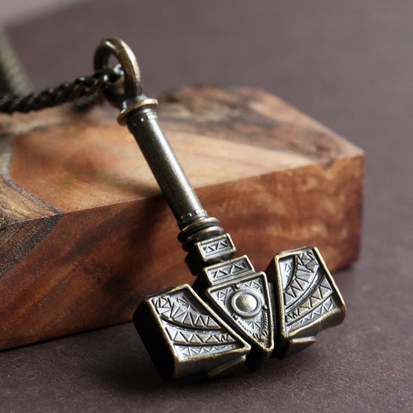 Handmade Viking Thors Hammer Necklace For Men and Women With Strong 22 Inches Long Chain, Brass / 925 Sterling Silver Casting