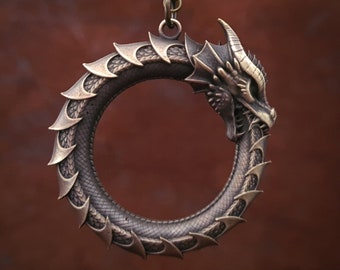 Ouroboros Dragon Snake Viking Pendant Necklace Amulet Charm With Chain