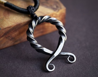 Viking Norse Troll Cross Trollkors Protection Symbol Ancient Looking Hammered Style Pendant Necklace Amulet