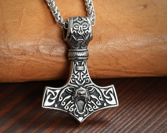 Bär Thor Hammer Mjolnir Baldur Schmuck Original Design Viking Hammer Anhänger nordischen Amulett Halskette