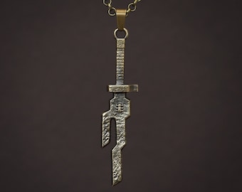 Collana con ciondolo a forma di lancia ossidata Jujutsu Kaisen Toji Isoh: bronzo anticato o argento sterling