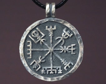 925 Sterling Silver Men Viking Compass Vegvisir Jewelry Necklace Pendant