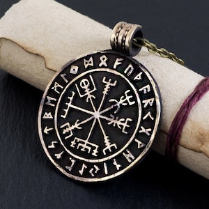 Vikingkompas Vegvisir met runenketting hanger Amulet Scandinavische sieraden