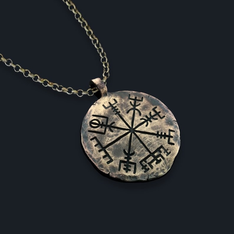 Vegvisir Necklace Viking Compass Traveler's Protective Pendant With Chain Viking Jewelry for Protection and Guidance image 1