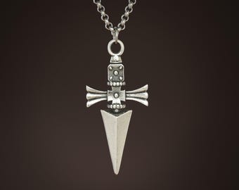 Collar con colgante de cadena de juicio, joyería de alto x alto, plata de ley 925/latón