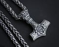 925 Sterling Silver Viking Men Thors Hammer Vegvisir Aegishjalmur Raven Huginn Muninn Mjölnir Pendant Necklace Amulet Talisman Jewelry