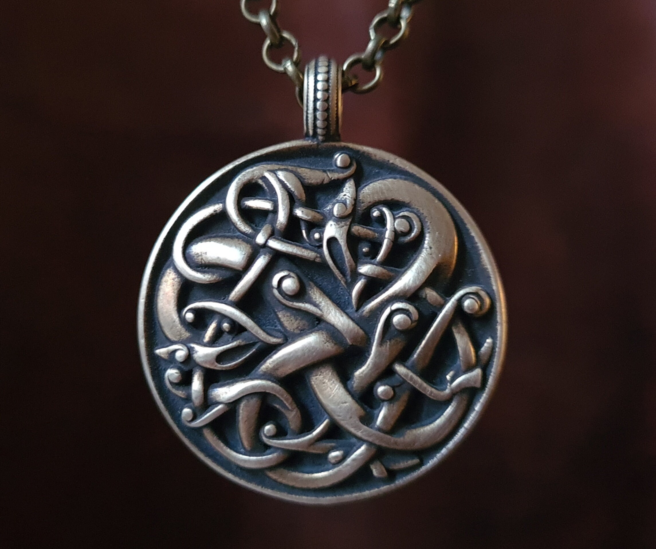 Viking Norse Urnes Dragon Pendant Necklace - Etsy