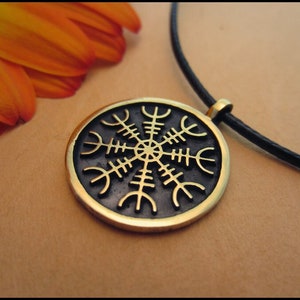 Viking Aegishjalmur Helm of Awe Pendant With Adjustable String
