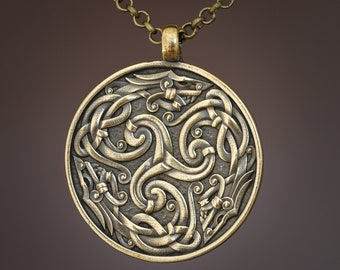 Wikinger Triskelion Drachen Halskette: Keltischer Anhänger, Handgemachtes Schmuckstück