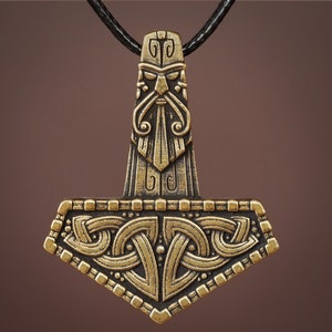 Thor&#39;s Viking Celtic Knot Knotwork Thors Hammer Necklace Pendant - Mjölnir Viking Norse God Thor Hammer Pendant Viking Jewelry Gifts for Men