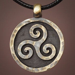 Handgehamerde Keltische Viking Triskelion Triskele levensspiraal hanger ketting bedel
