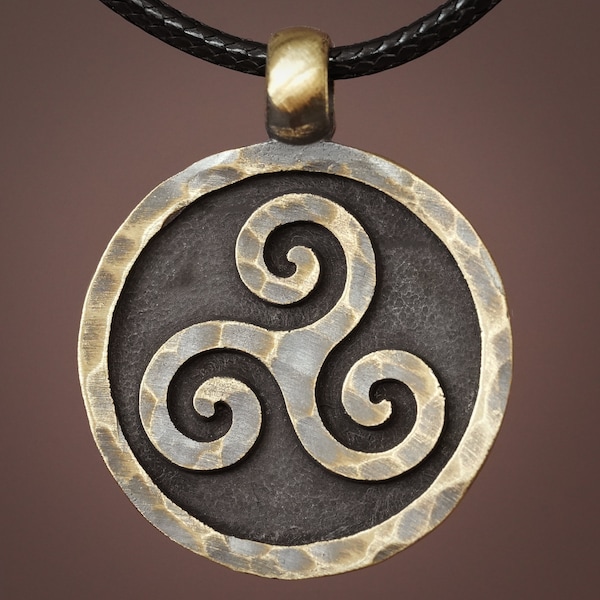 Hand Hammered Triskelion Spiral Of Life Pendant – Celtic Triskele Necklace, Symbol Of Balance And Eternal Motion