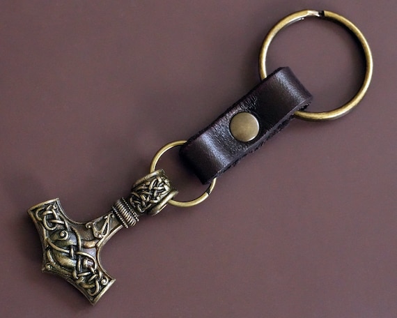 Portachiavi Mjolnir Martello Di Thor, Amuleto Vichingo In Metallo Con Rune, Gioiello Regalo Per Uomo - 4