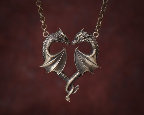Dragon Necklace Heart Symbol of Love Pendant Jewelry Pendant